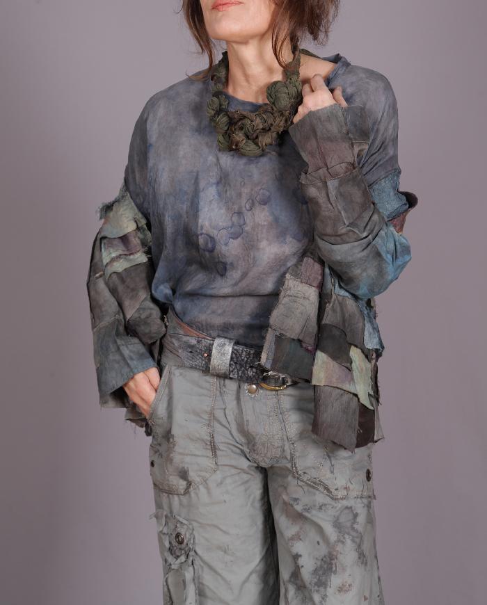 'indigo drizzle at night' weightless silk top