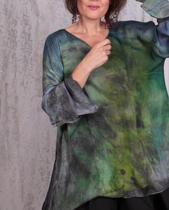 flowy mixed silks hand-painted tunic