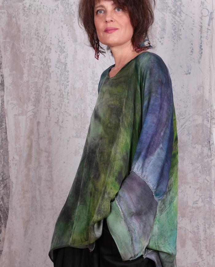 flowy mixed silks hand-painted tunic