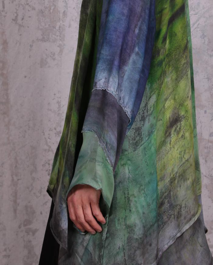 flowy mixed silks hand-painted tunic