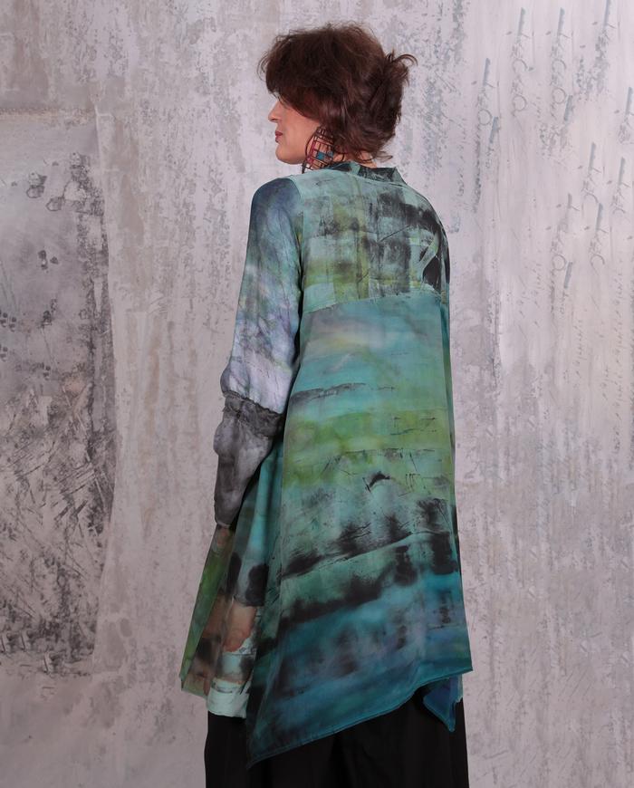 long hand-painted silk crepe vest