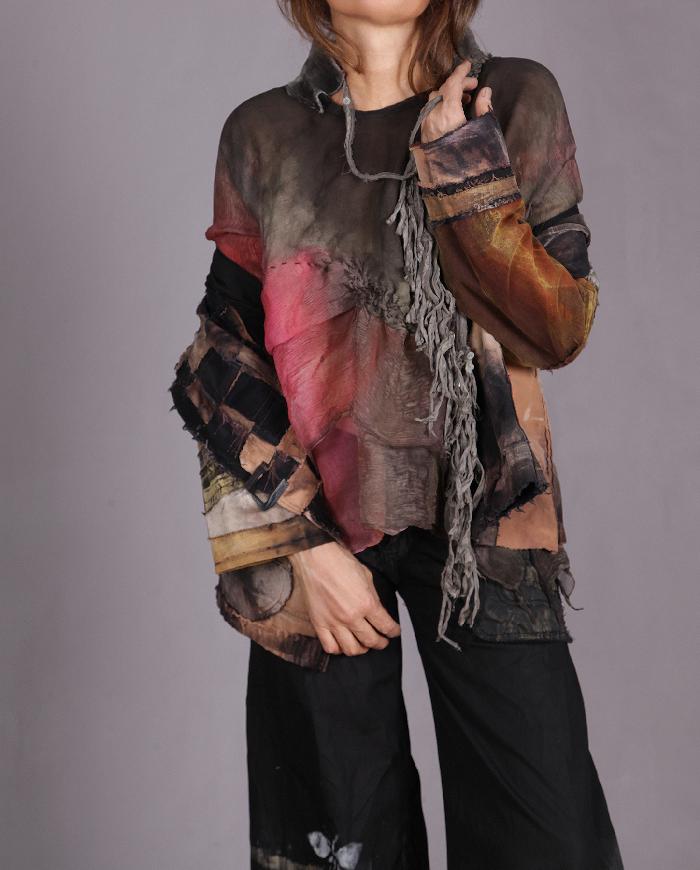 'almost sheerly there' 2-ply pleated silk chiffon blouse