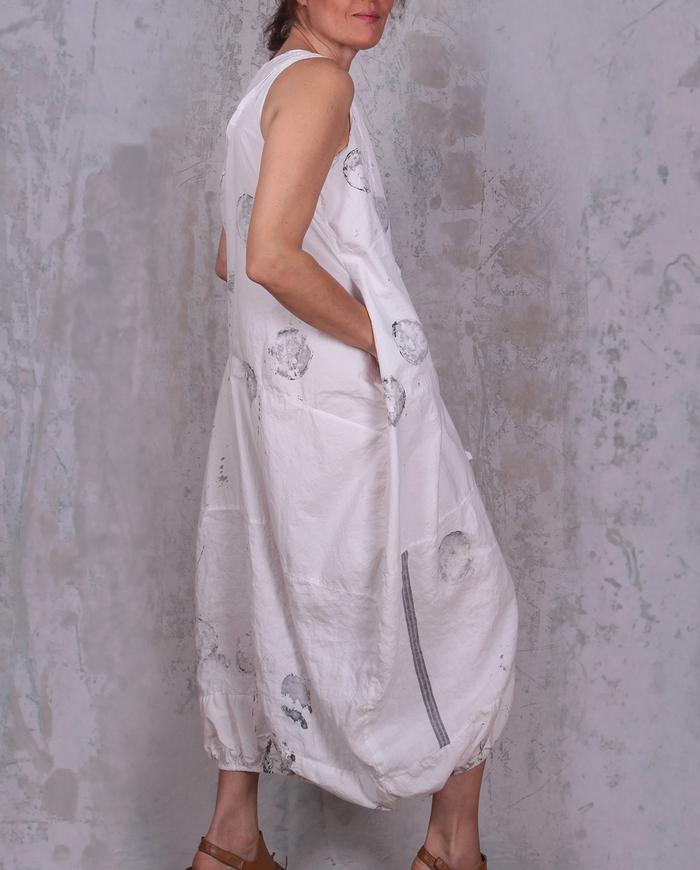 hand-painted crisp white bubble dress