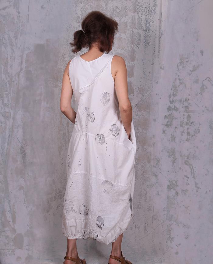 hand-painted crisp white bubble dress