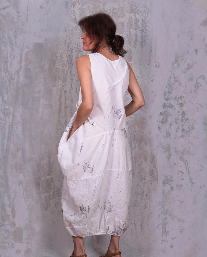 hand-painted crisp white bubble dress