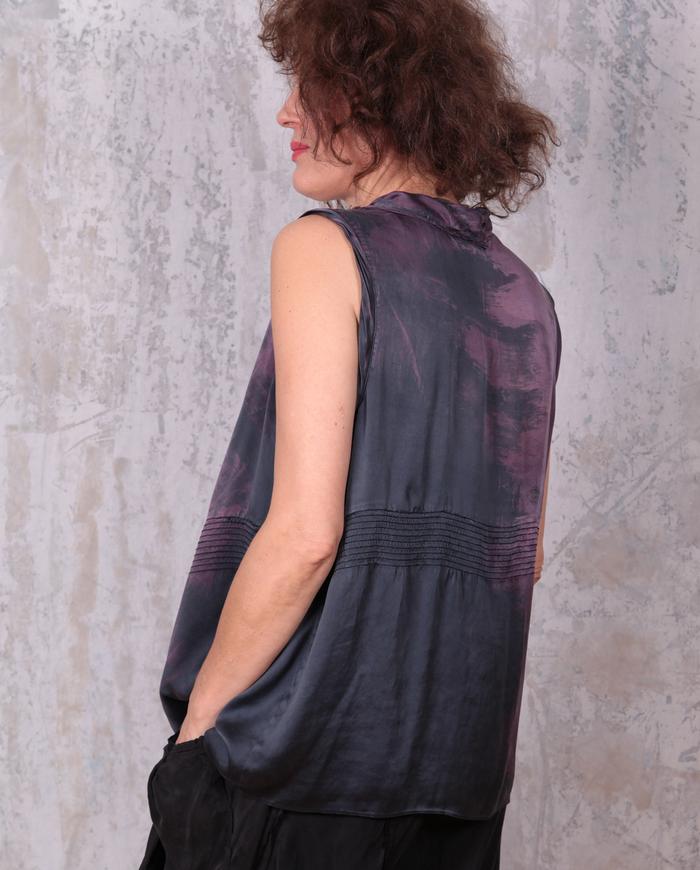 drapey loose-fitting distressed silk sleeveless top