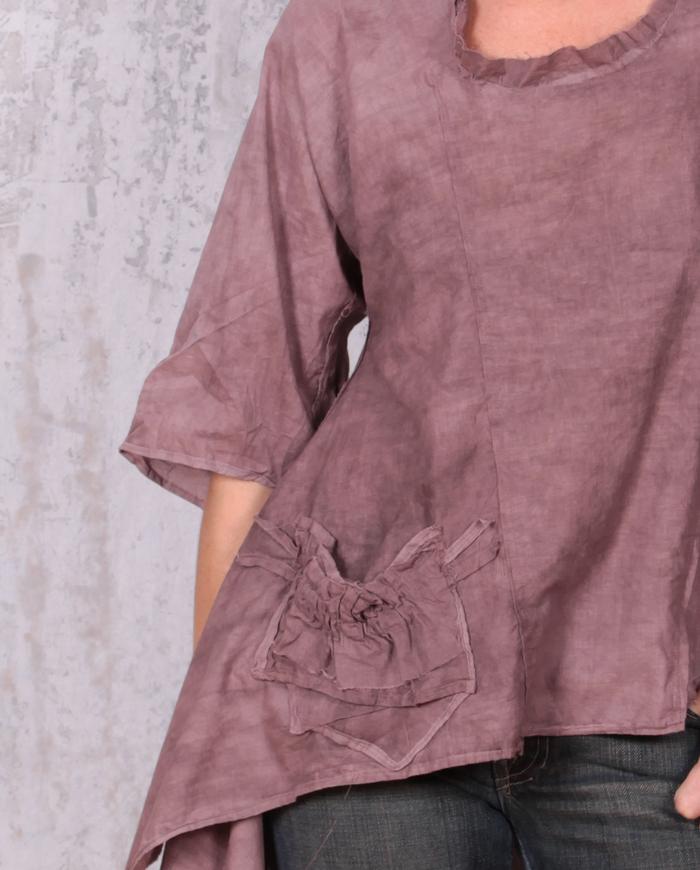 kerchief bottom asymmetrical cotton top in wet clay