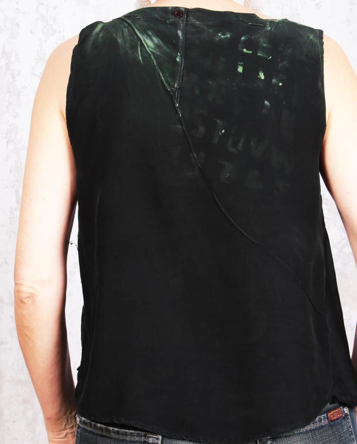 asymmetrical lightweight black and green tank top