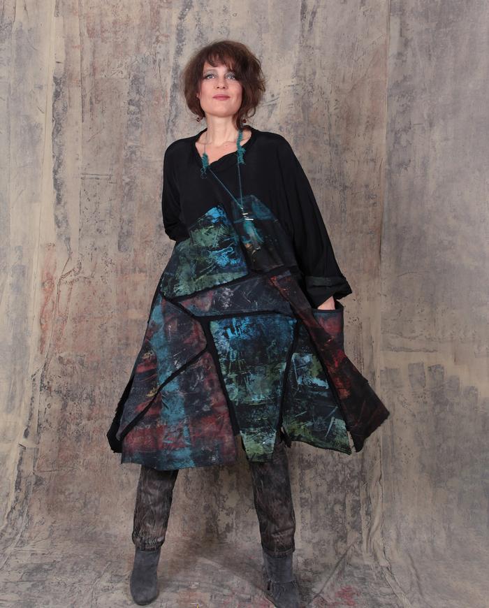 fall weight dark colors over black mosaic dress/tunic