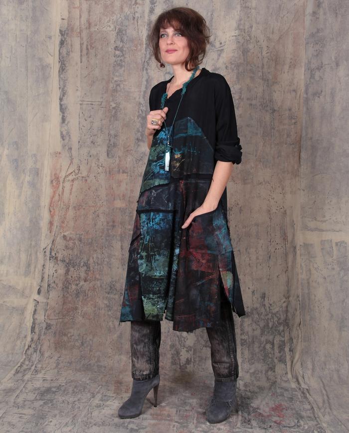 fall weight dark colors over black mosaic dress/tunic