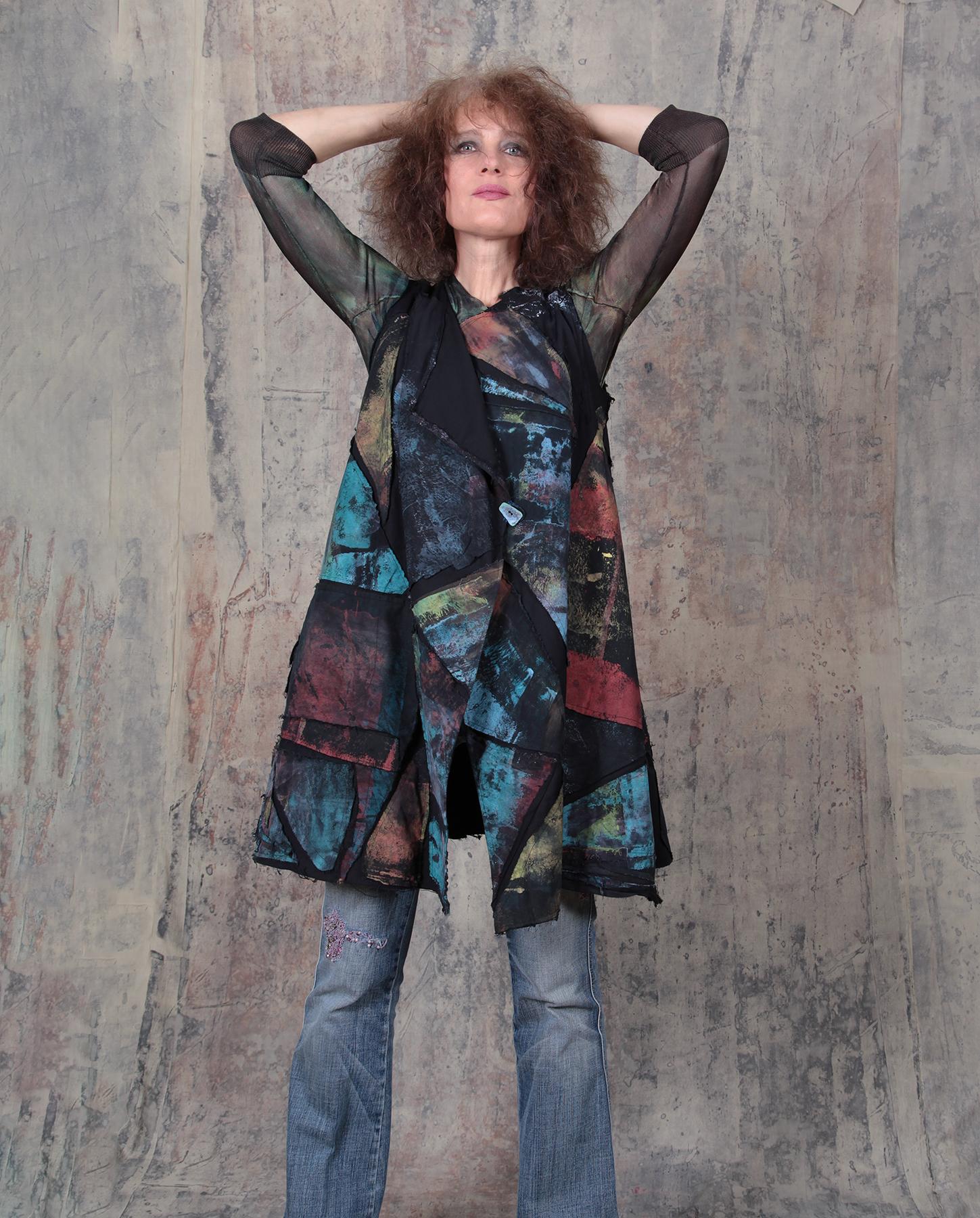 Art-to-Wear by Tatiana Palnitska - patchwork mosaic long vest or mini-dress