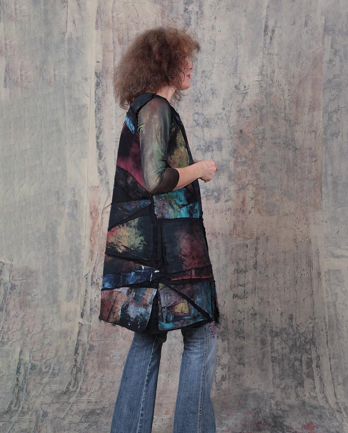 patchwork mosaic long vest or mini-dress