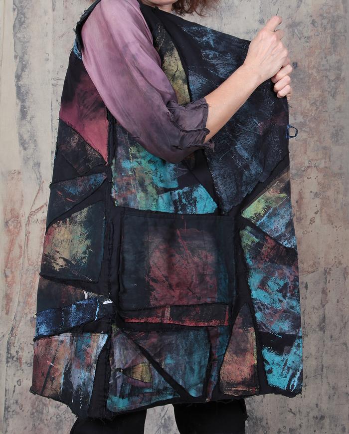 patchwork mosaic long vest or mini-dress