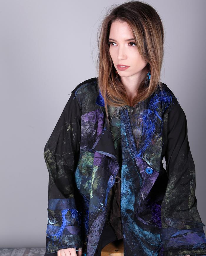 Art-to-Wear by Tatiana Palnitska - jewel tones patchwork swing jacket