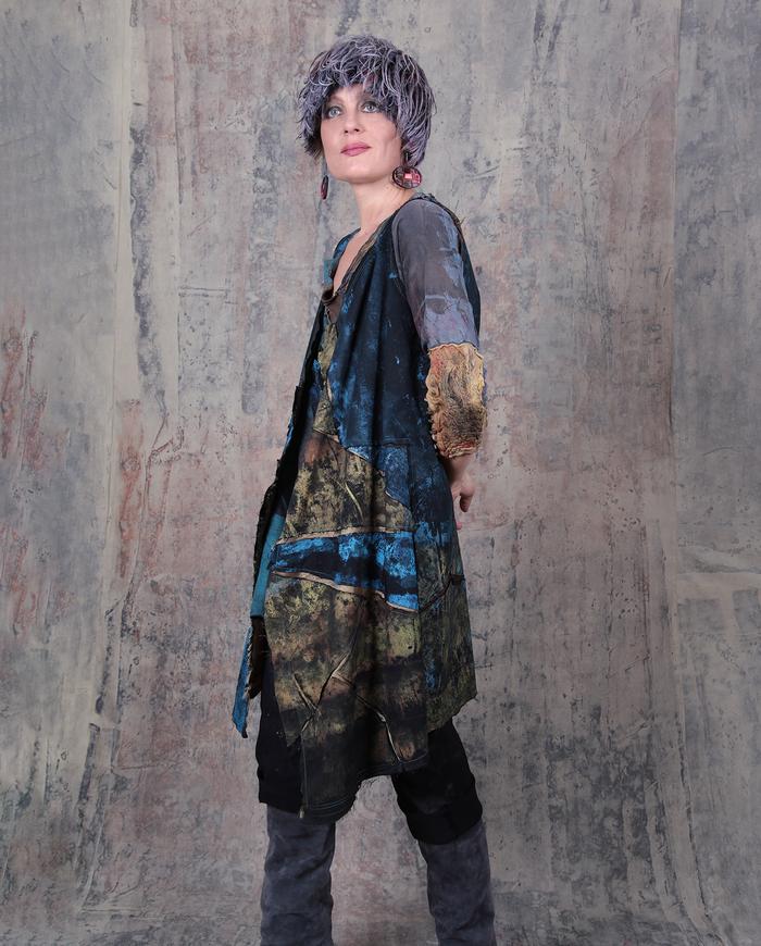 long mosaic silk and cotton vest or dress