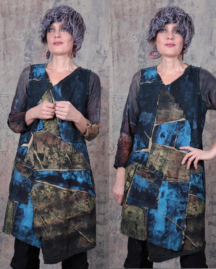 long mosaic silk and cotton vest or dress
