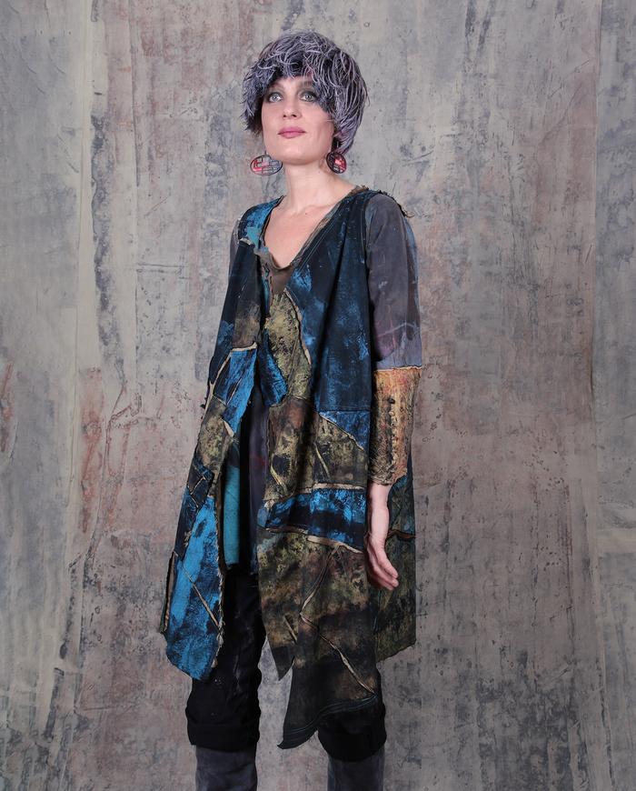 long mosaic silk and cotton vest or dress