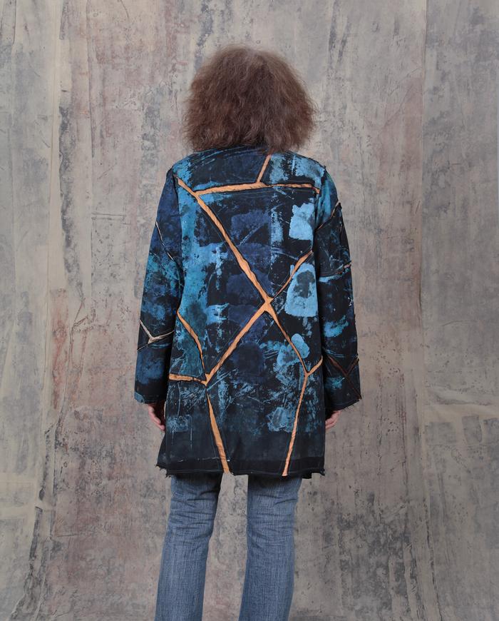 'blue treasure' mosaic hand-painted jacket