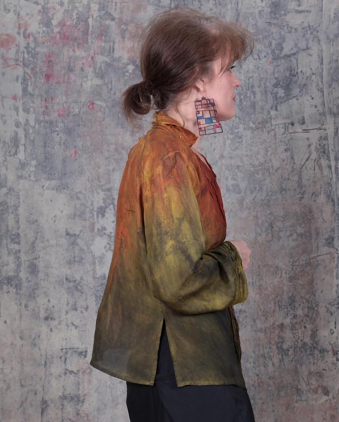 'fallen leaves' lightweight hand-painted silk blouse