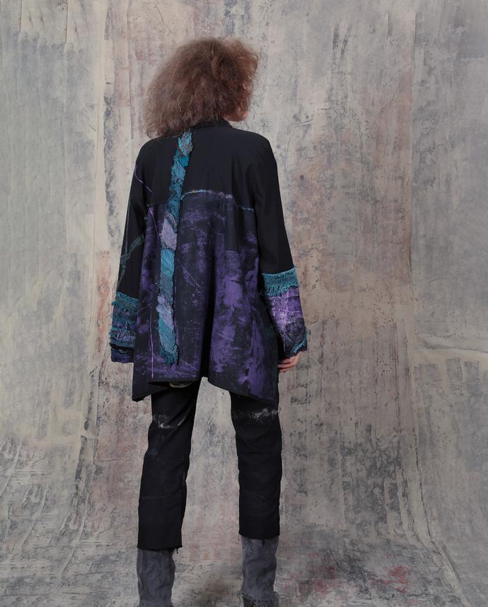 highly detailed teal and purple oversized/plus size jacket