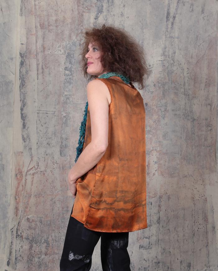 rusty patina asymmetrical thick silk top