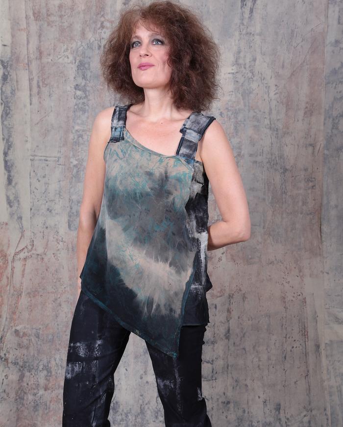 asymmetrical avant-garde silk tank top