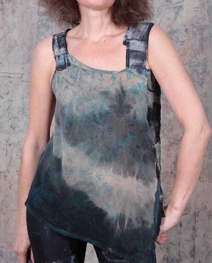 asymmetrical avant-garde silk tank top