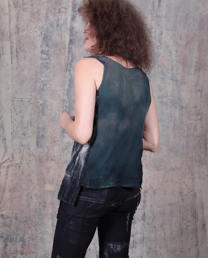 asymmetrical avant-garde silk tank top