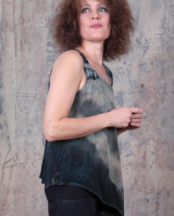 asymmetrical avant-garde silk tank top