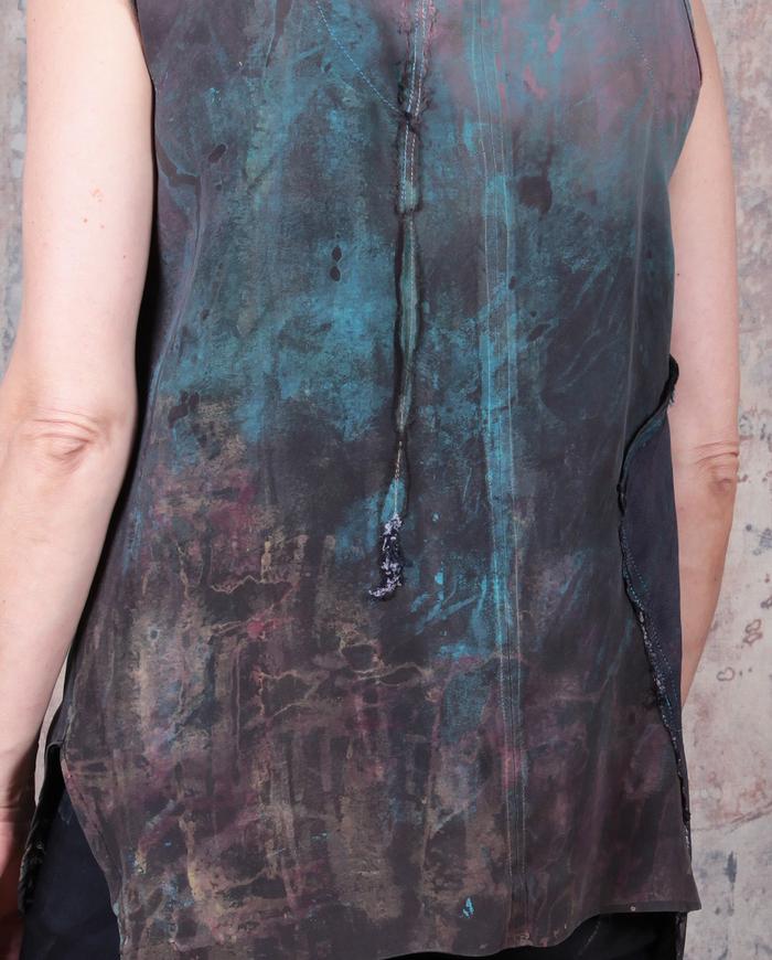 hand-painted 'patina' mauve tank top