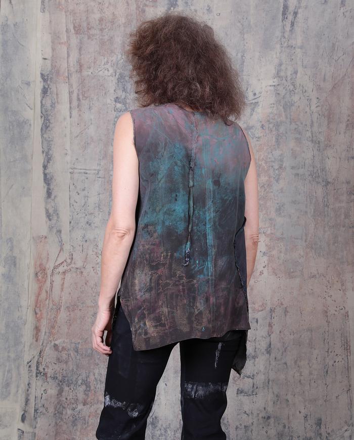 hand-painted 'patina' mauve tank top