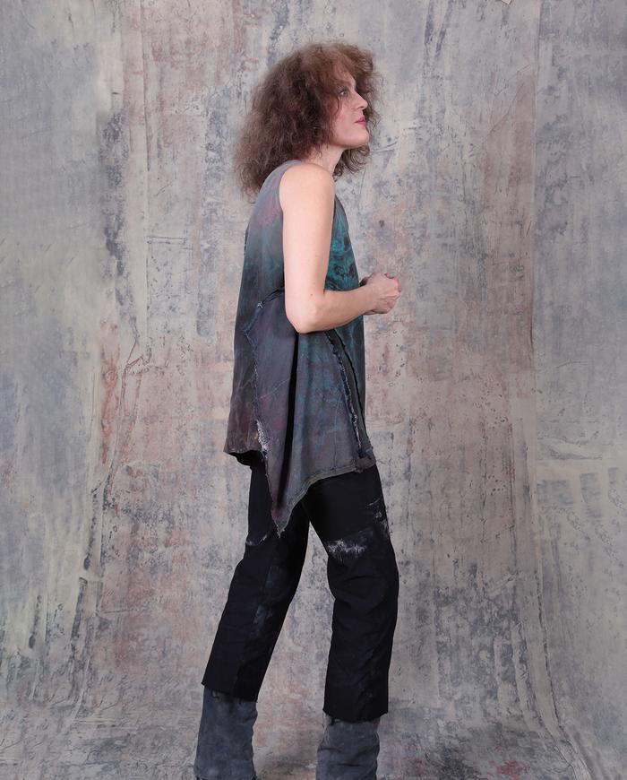 hand-painted 'patina' mauve tank top