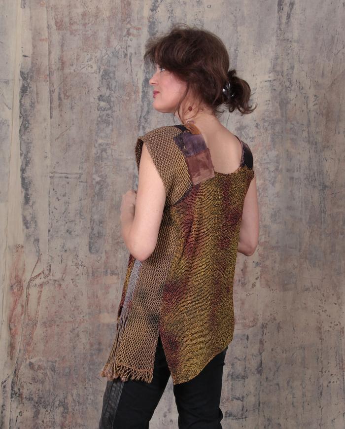 asymmetrical hand-woven silk avant-garde art-to-wear fall weight top