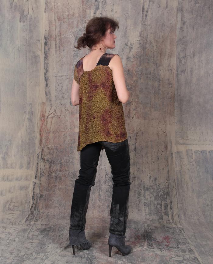 asymmetrical hand-woven silk avant-garde art-to-wear fall weight top