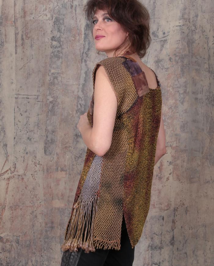 asymmetrical hand-woven silk avant-garde art-to-wear fall weight top