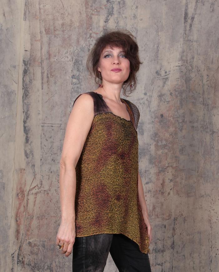 asymmetrical hand-woven silk avant-garde art-to-wear fall weight top