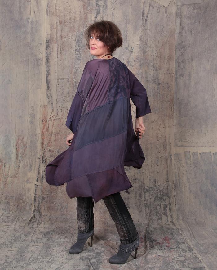 oversized/plus size fluid silk crepe patchwork dress/tunic