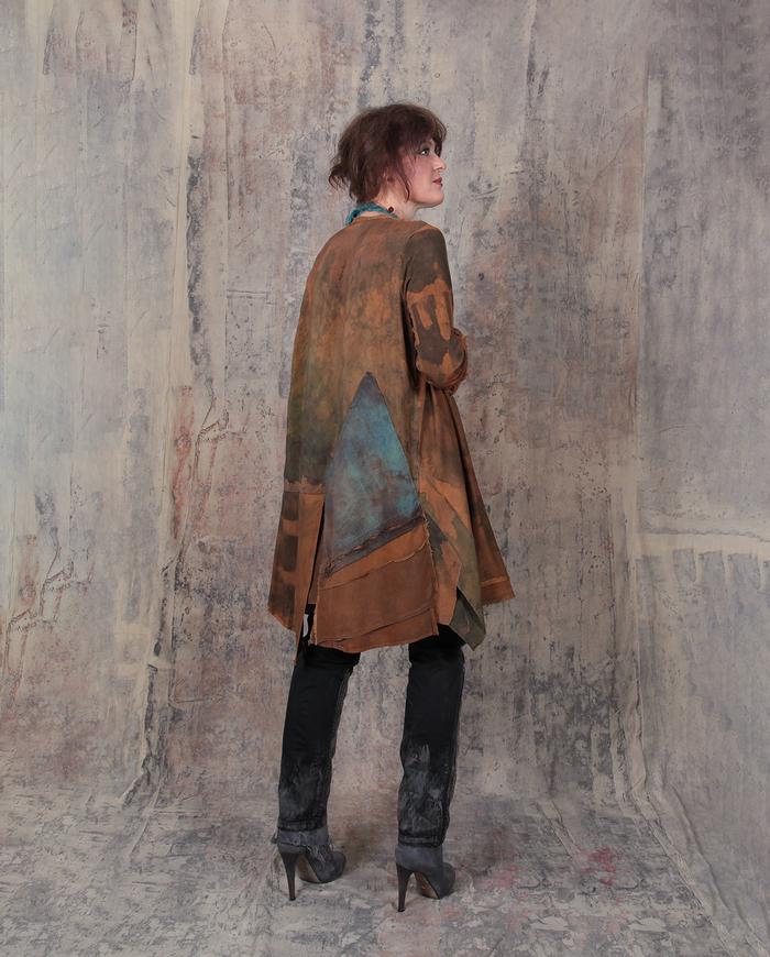 edgy distressed rust and verdigris wearable art tent tunic or dress