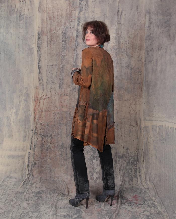 edgy distressed rust and verdigris wearable art tent tunic or dress