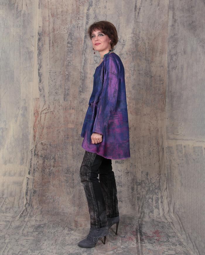 deep purple violet tunic with hidden pockets