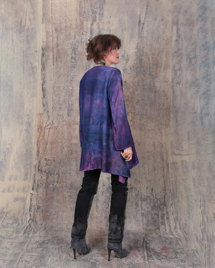 deep purple violet tunic with hidden pockets