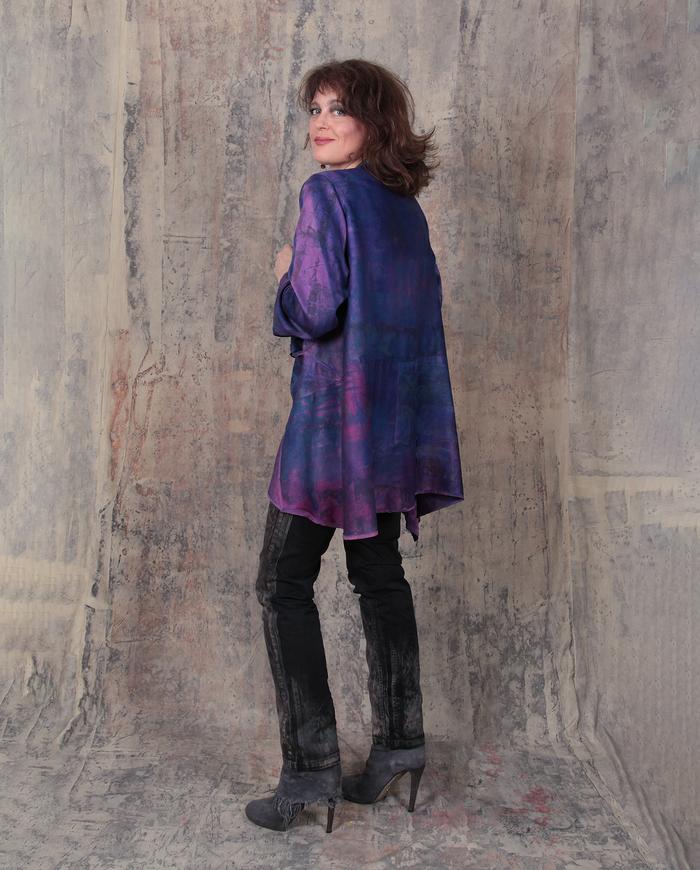 deep purple violet tunic with hidden pockets