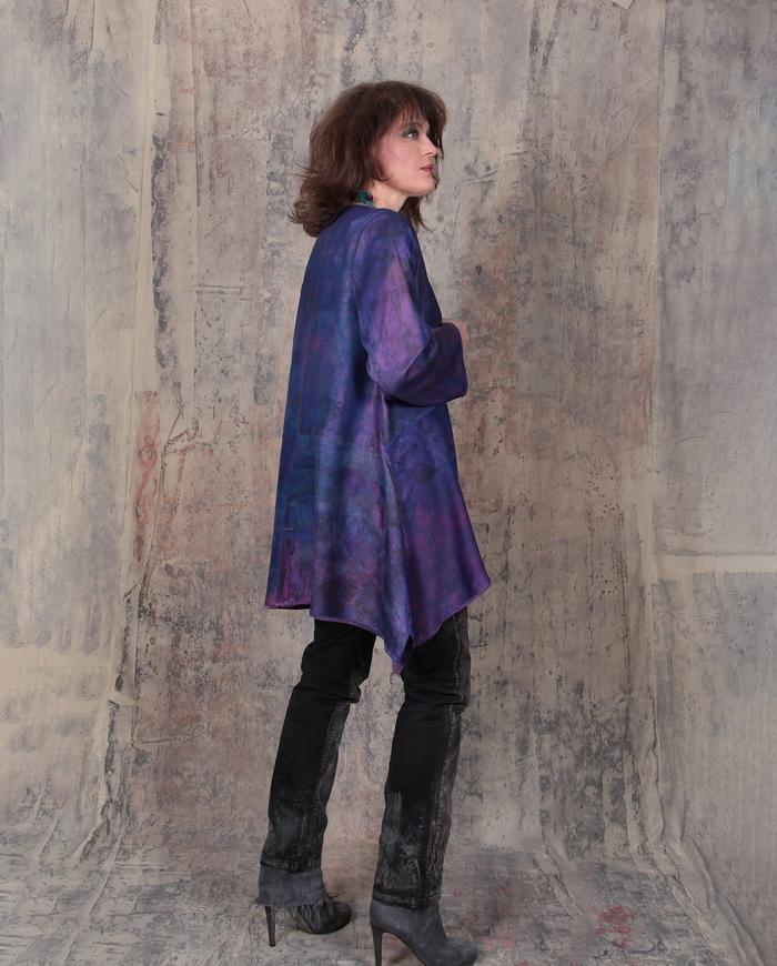 deep purple violet tunic with hidden pockets