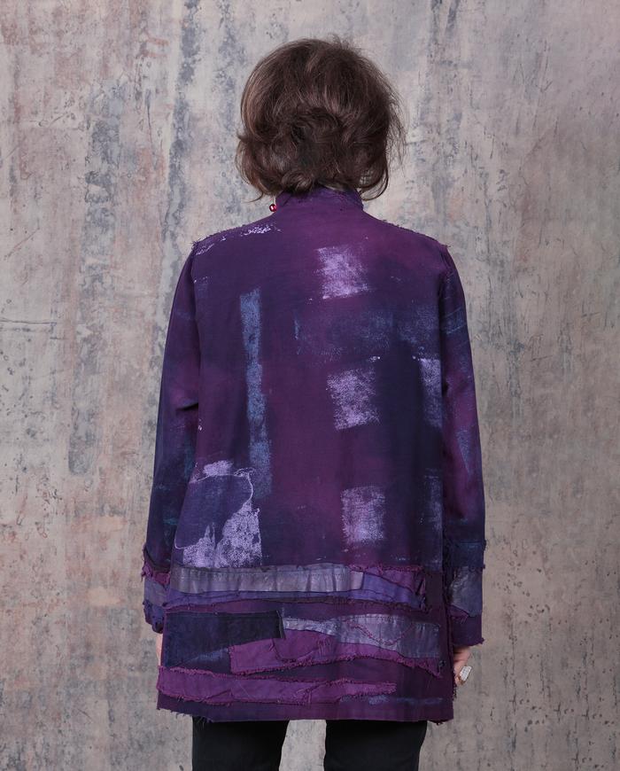 detailed hand-painted jacket in deep violet