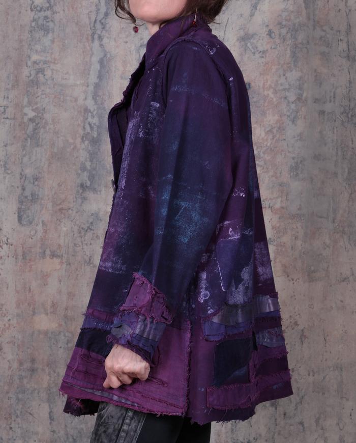 detailed hand-painted jacket in deep violet