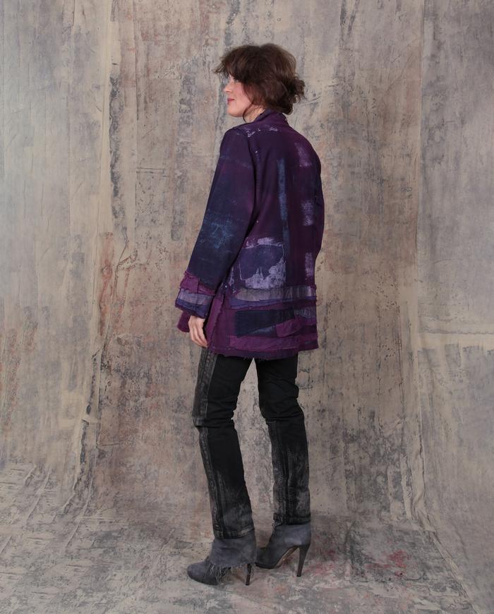 detailed hand-painted jacket in deep violet