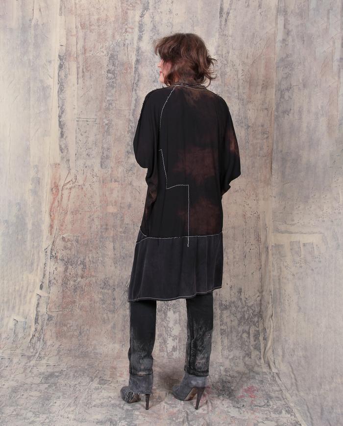 asymmetrical avant-garde oversized fall dress in black and earth