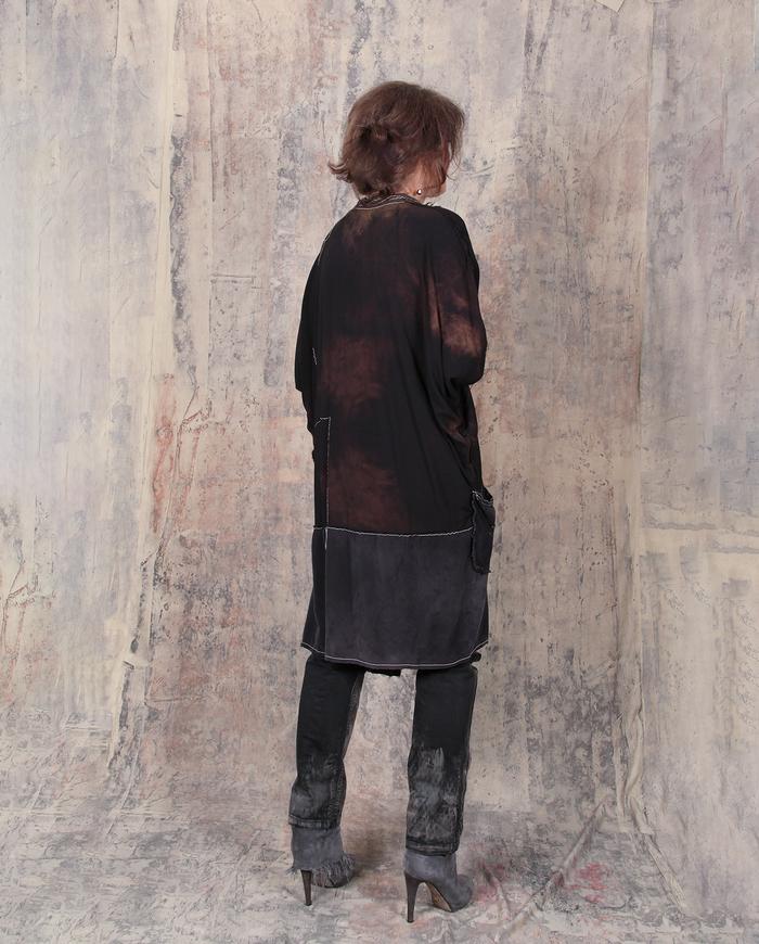 asymmetrical avant-garde oversized fall dress in black and earth