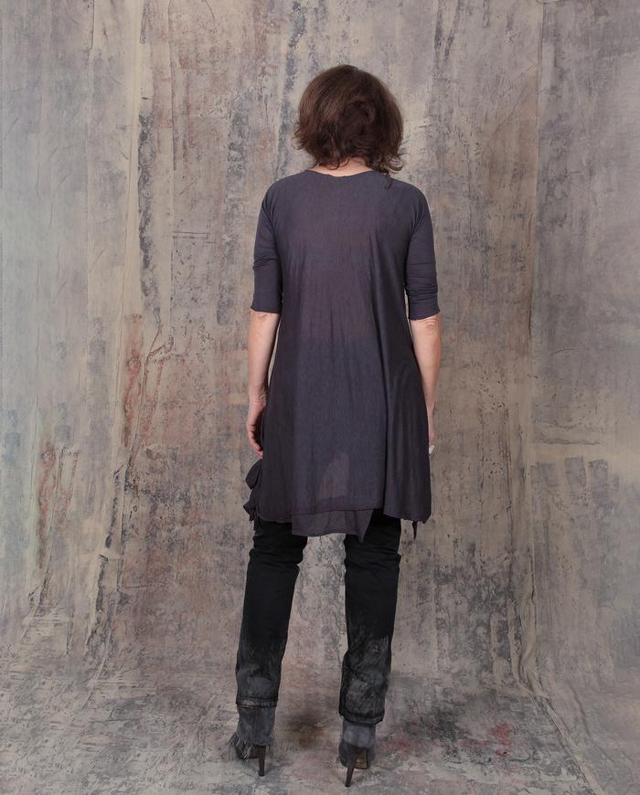 modern asymmetrical fine knit top/layering tunic in ink indigo