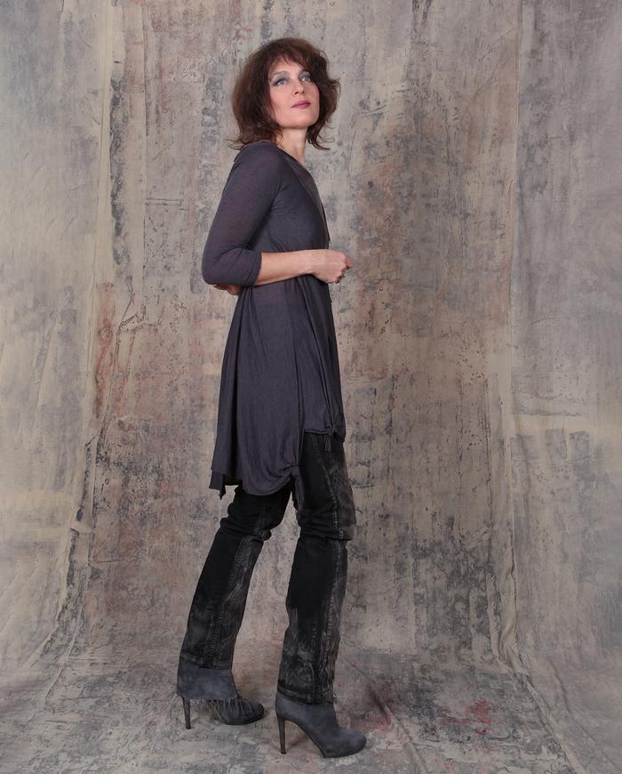 modern asymmetrical fine knit top/layering tunic in ink indigo